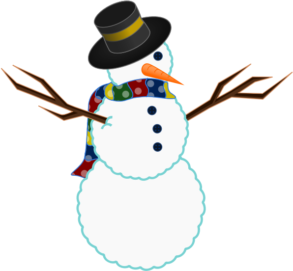 Scarfed Snowman - Free Clip Art Snowman - Png Download (600x600), Png Download