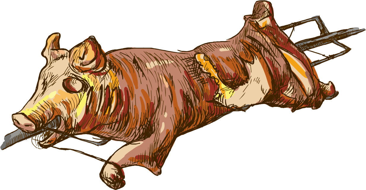 Pig Roast Suckling Pig Roasting Illustration - Roasted Pig Png Clipart (1234x642), Png Download