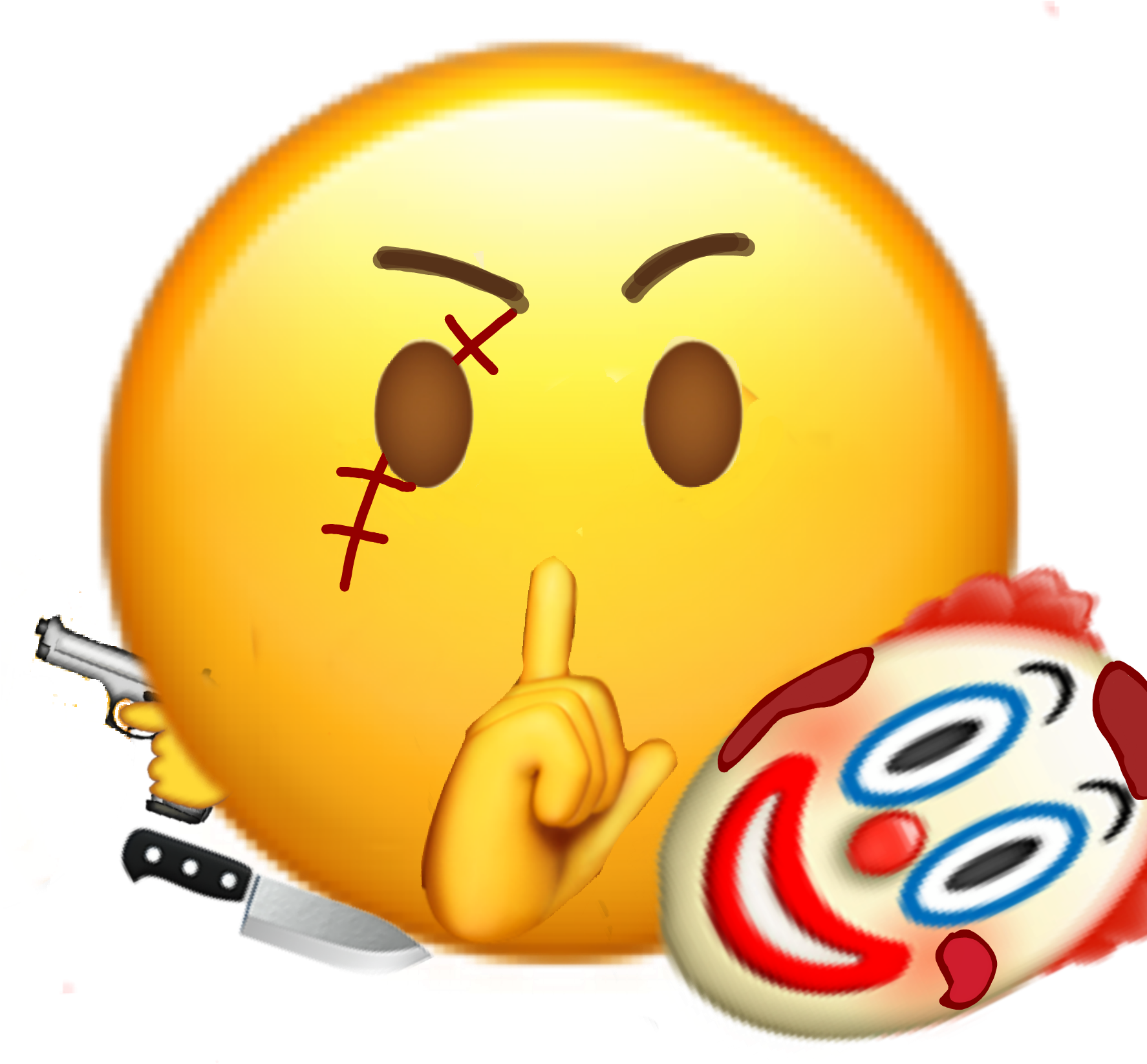 #emoji #scary #killer #clown #scared - Smiley Clipart (1773x1773), Png Download