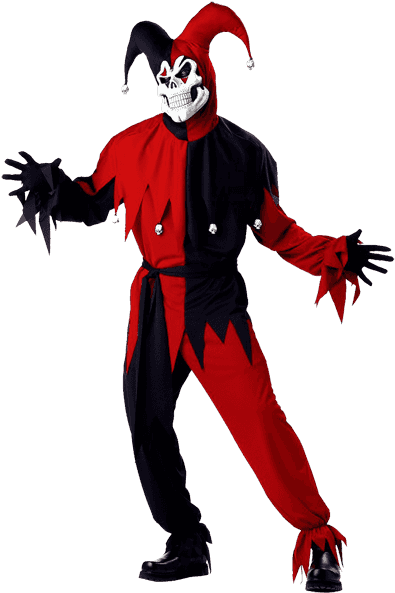 California Costume Men"s Adult- Red Evil Jester - Black And Red Joker Costume Clipart (600x600), Png Download