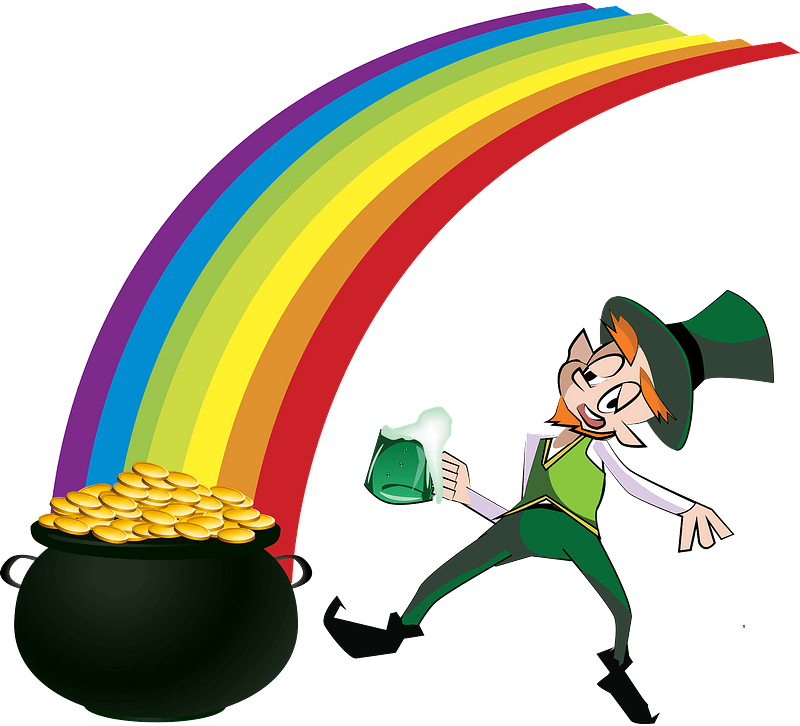 Leprechaun Rainbow Clipart - Rainbow And Pot Of Gold Png Transparent Png (800x726), Png Download