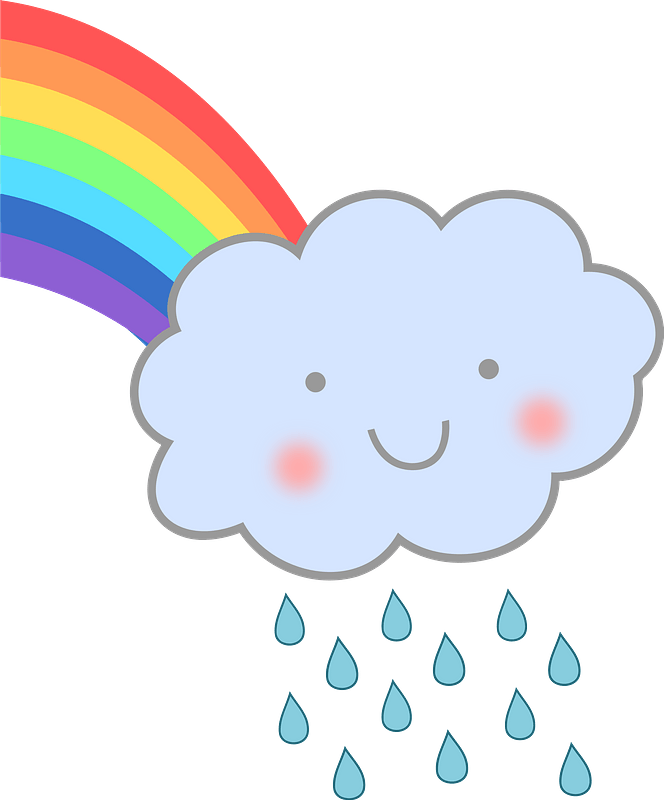 Cute Rain Cloud With Rainbow Clipart - Rain Cloud With Rainbow - Png Download (664x800), Png Download