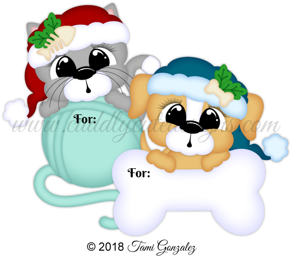 Christmas Pet Tags - Cartoon Clipart (600x600), Png Download