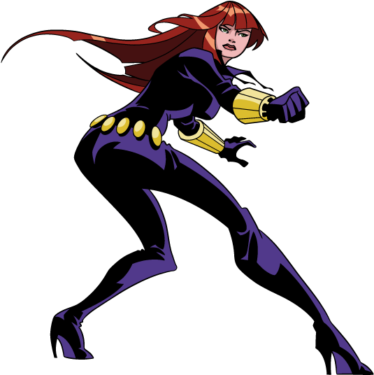 Avengers Black Widow Cartoon - Avengers Earth's Mightiest Heroes Black Widow Clipart (700x609), Png Download