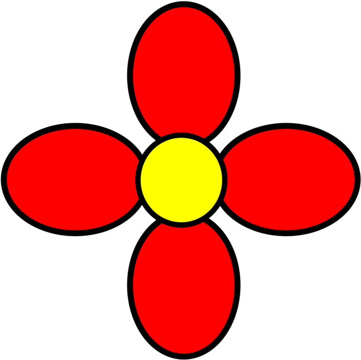 Flower,area,petal - Red Simple Flower Drawing Clipart (750x750), Png Download