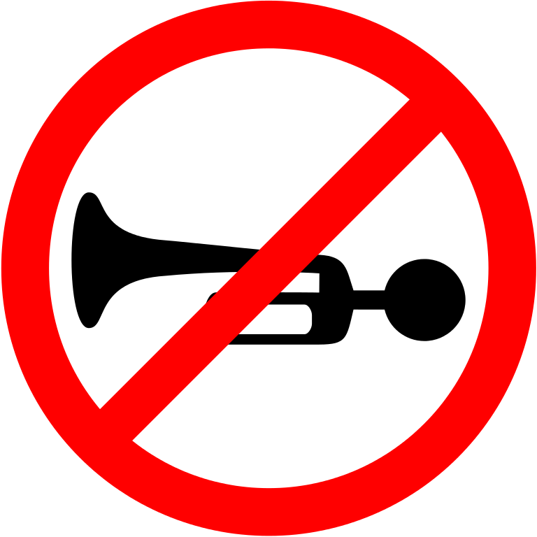 Horn Prohibited Sign - No Overtaking Sign Uk Clipart (768x768), Png Download