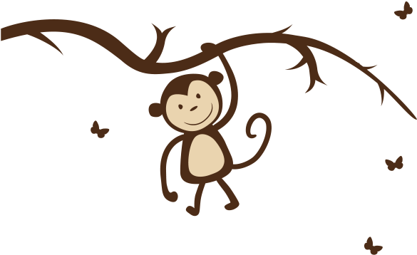 Girl Monkey On Wall - Wall Decal Clipart (600x600), Png Download