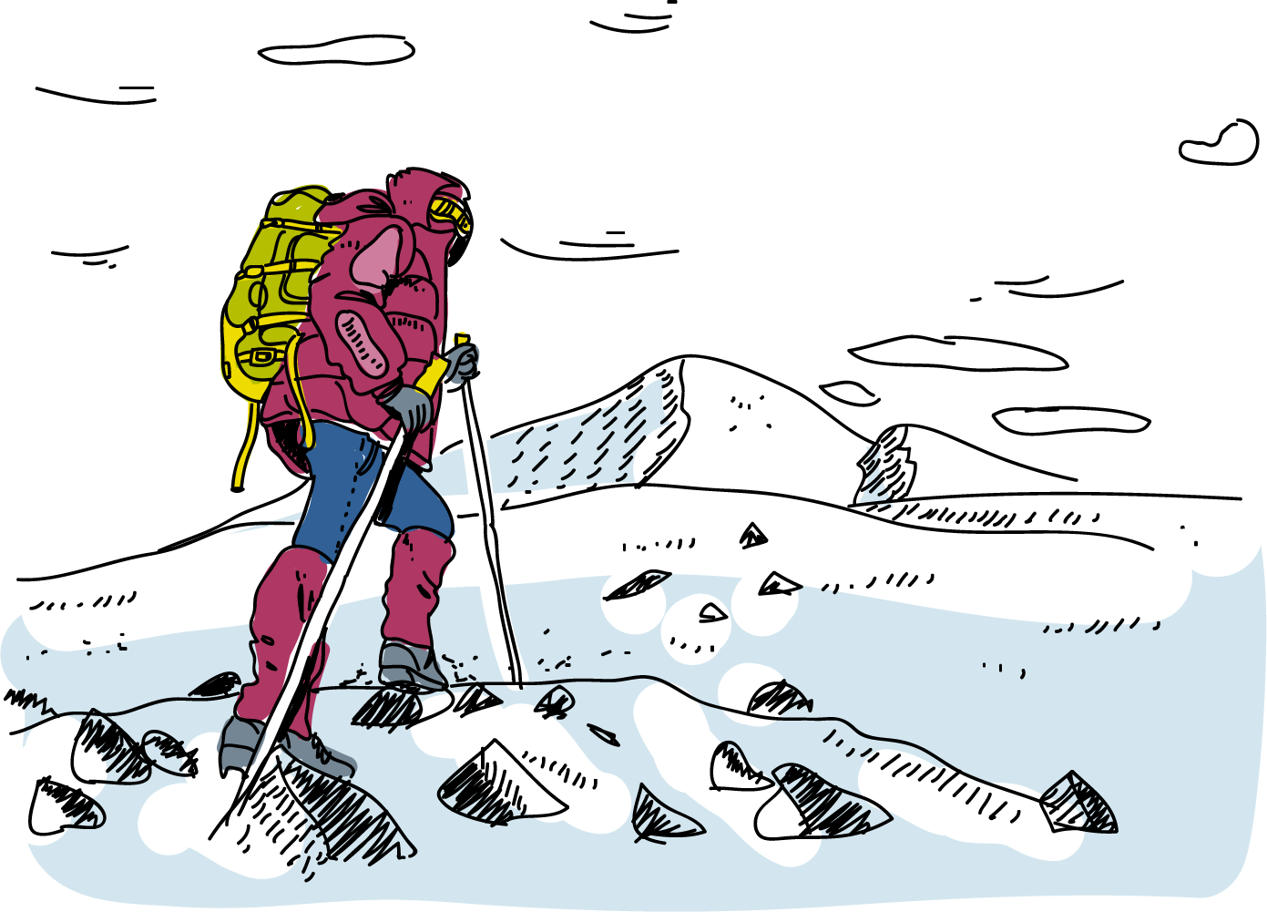 Mountaineering Outdoor Recreation Climbing Silhouette - 爬 雪山 卡通 Clipart (1391x1001), Png Download