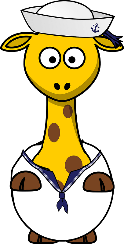 Giraffe Sailor Clipart - Clipart Cartoon Animals Giraffe - Png Download (406x800), Png Download
