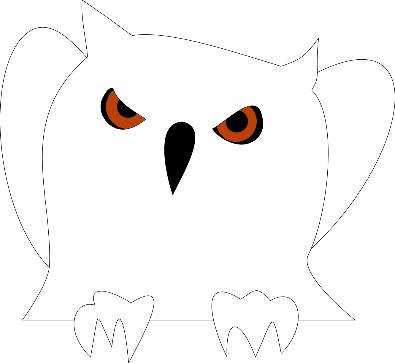 Disappointed Owl Black White Line Art - Clip Art - Png Download (1331x1224), Png Download