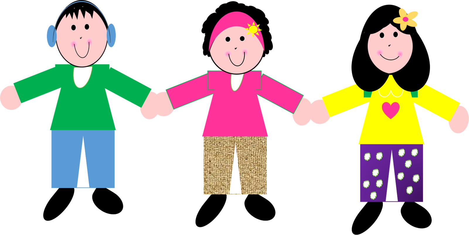 Children Holding Hands Clipart - Clip Art - Png Download (1600x804), Png Download