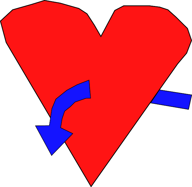 Red, Blue, Arrow, Drawing, Heart, Hart, Curved, With - Clip Art - Png Download (640x623), Png Download