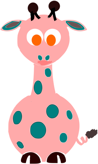 Giraffidae,pink,neck - Cartoon Clipart (530x750), Png Download