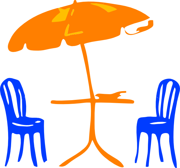Table With Umbrella And Chairs Clip Art At Clker - Png Download (600x562), Png Download