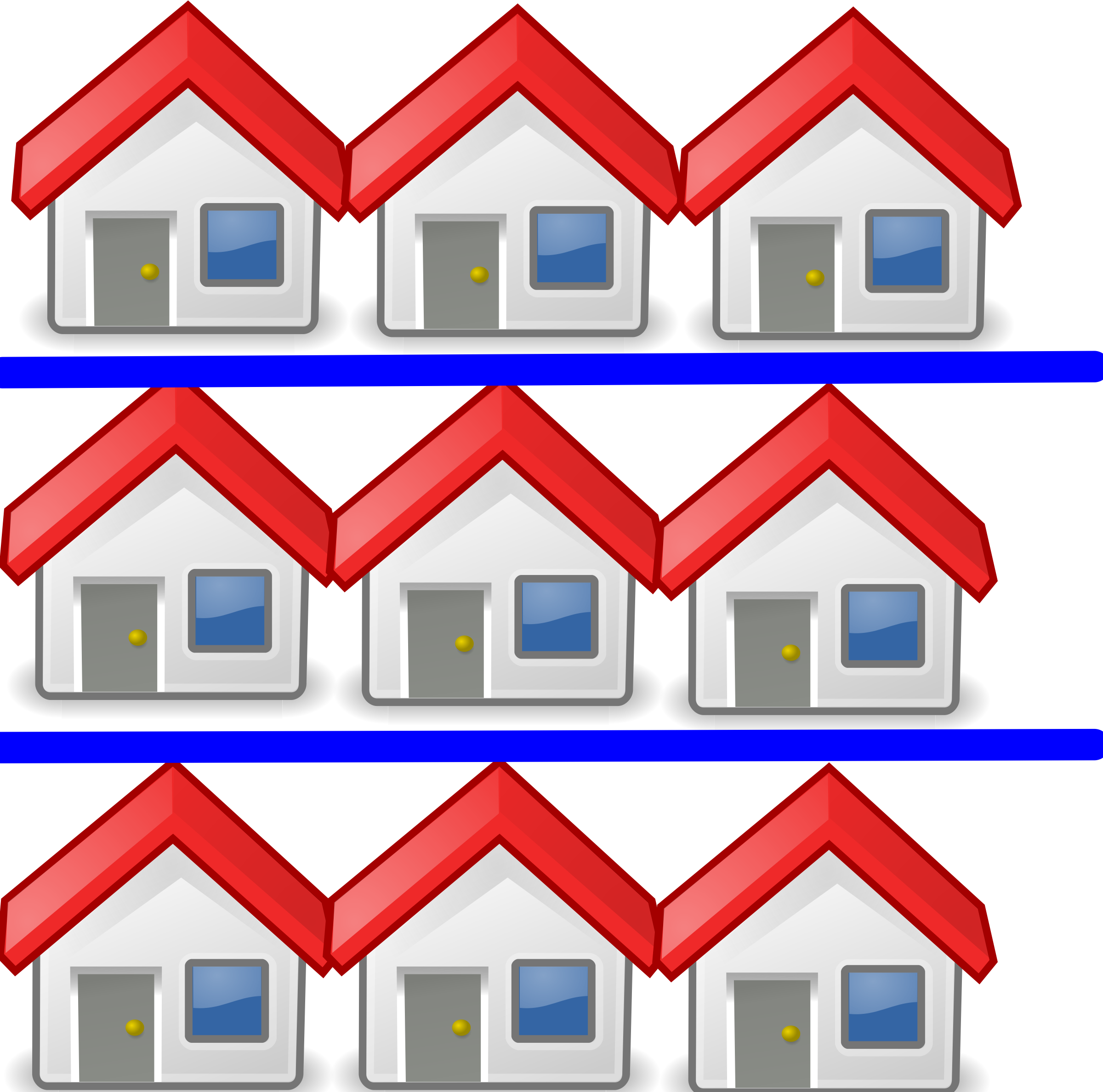 Clipart Houses Pdf - 9 Houses Clipart - Png Download (2400x2376), Png Download
