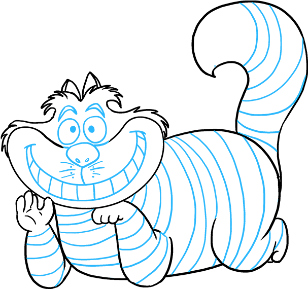 How To Draw The Cheshire Cat - Cheshire Cat Drawing Easy Clipart (680x678), Png Download