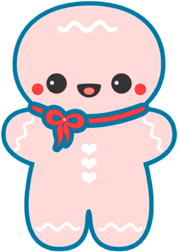 #gingerbreadman #cute #pink #kawaii Clipart (619x874), Png Download