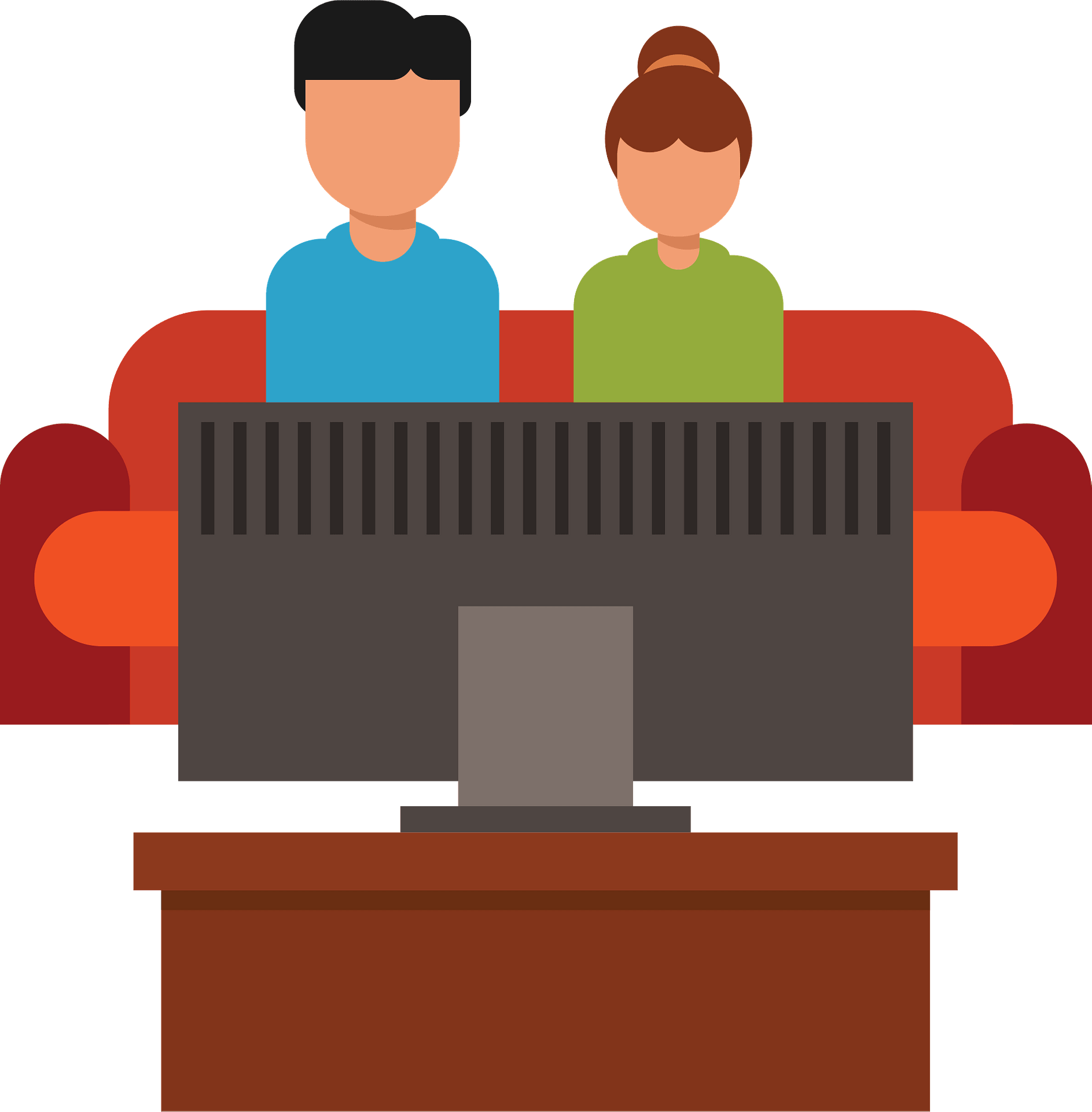 Famiglia Che Guarda Tv Clipart (1887x1920), Png Download