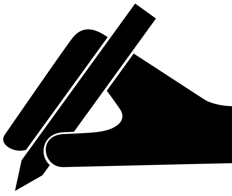 Mano Con Penna - Pen And Paper Clipart Black And White - Png Download (800x674), Png Download