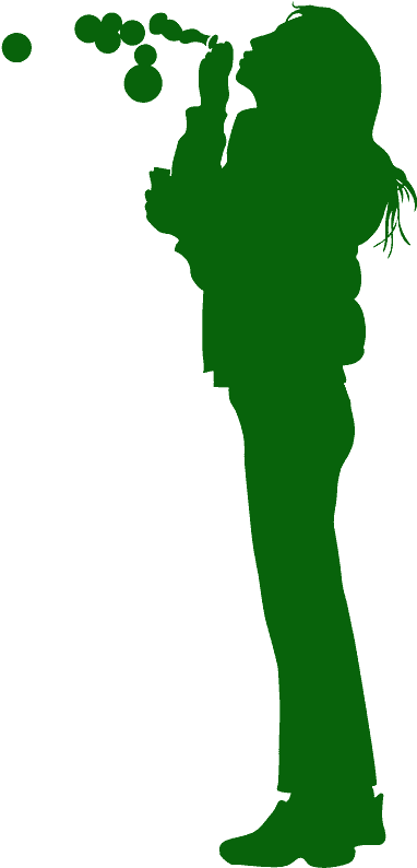 Little Girl Blowing Bubbles Silhouette Free Clipart (388x800), Png Download