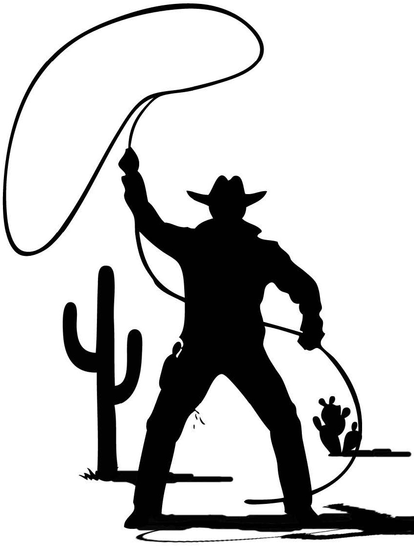 Cowboy Silhouette Png - Cowboy With A Lasso Silhouette Clipart (845x1114), Png Download
