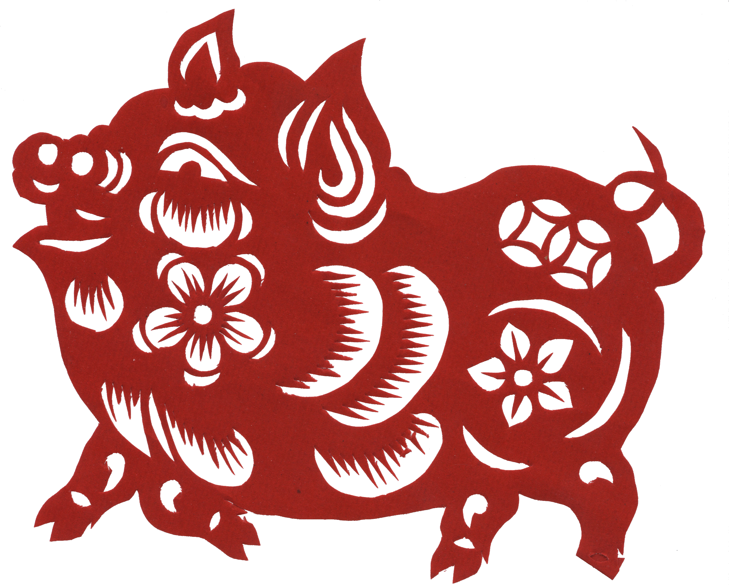 Chinese Paper Cutting Of Pig For Use In Chinese New Clipart (3017x2437), Png Download
