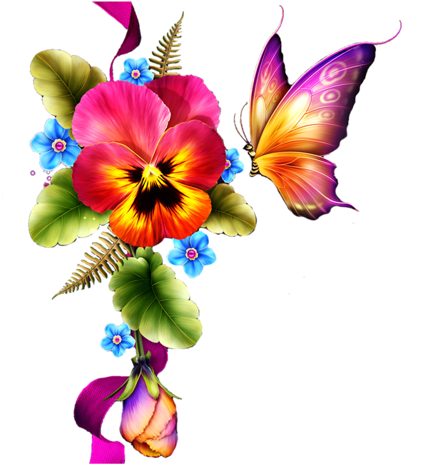 Clipart Butterfly With Flowers - Png Download (800x800), Png Download