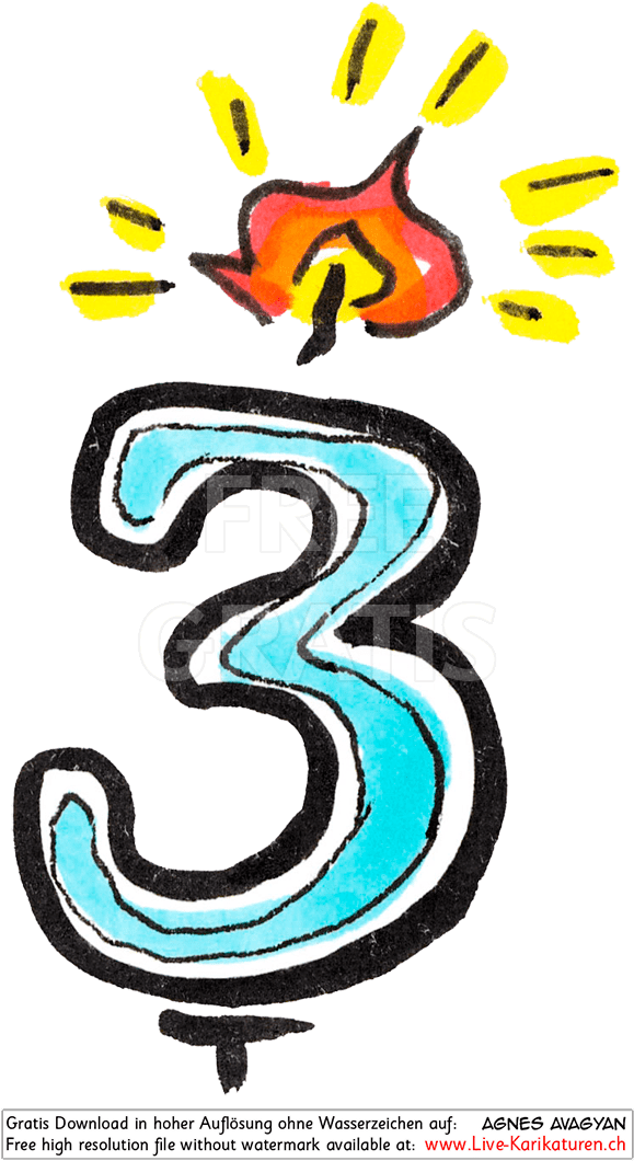 Jahre, Ziffer, Zahl, Kerze, Gezeichnet, Geburtstag, - Illustration Clipart (580x1080), Png Download