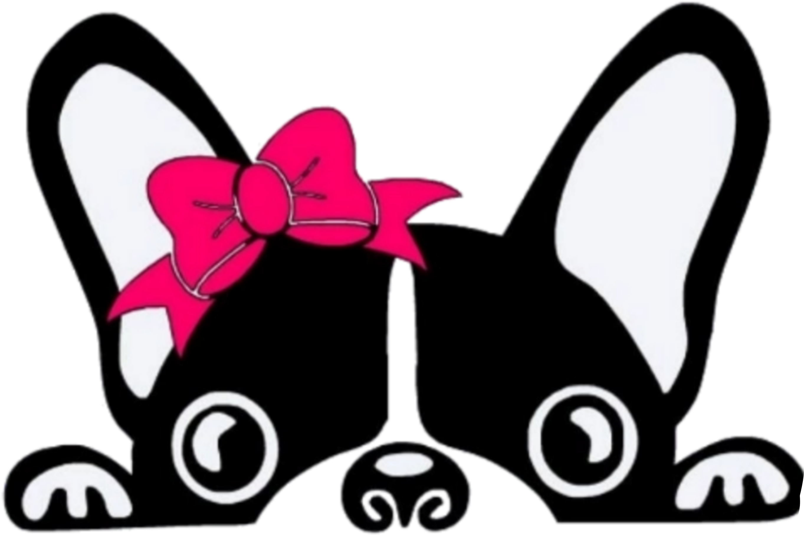 ####girly #cute #sticker #pink #love #heart #flower - French Bulldog Peeking Clipart (2726x1813), Png Download