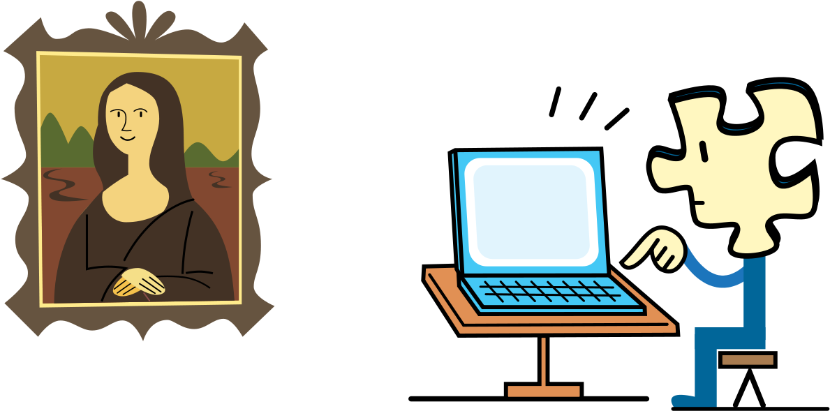 Puzzly Improving The Mona Lisa Article - Draw Mona Lisa Easy Clipart (1200x600), Png Download