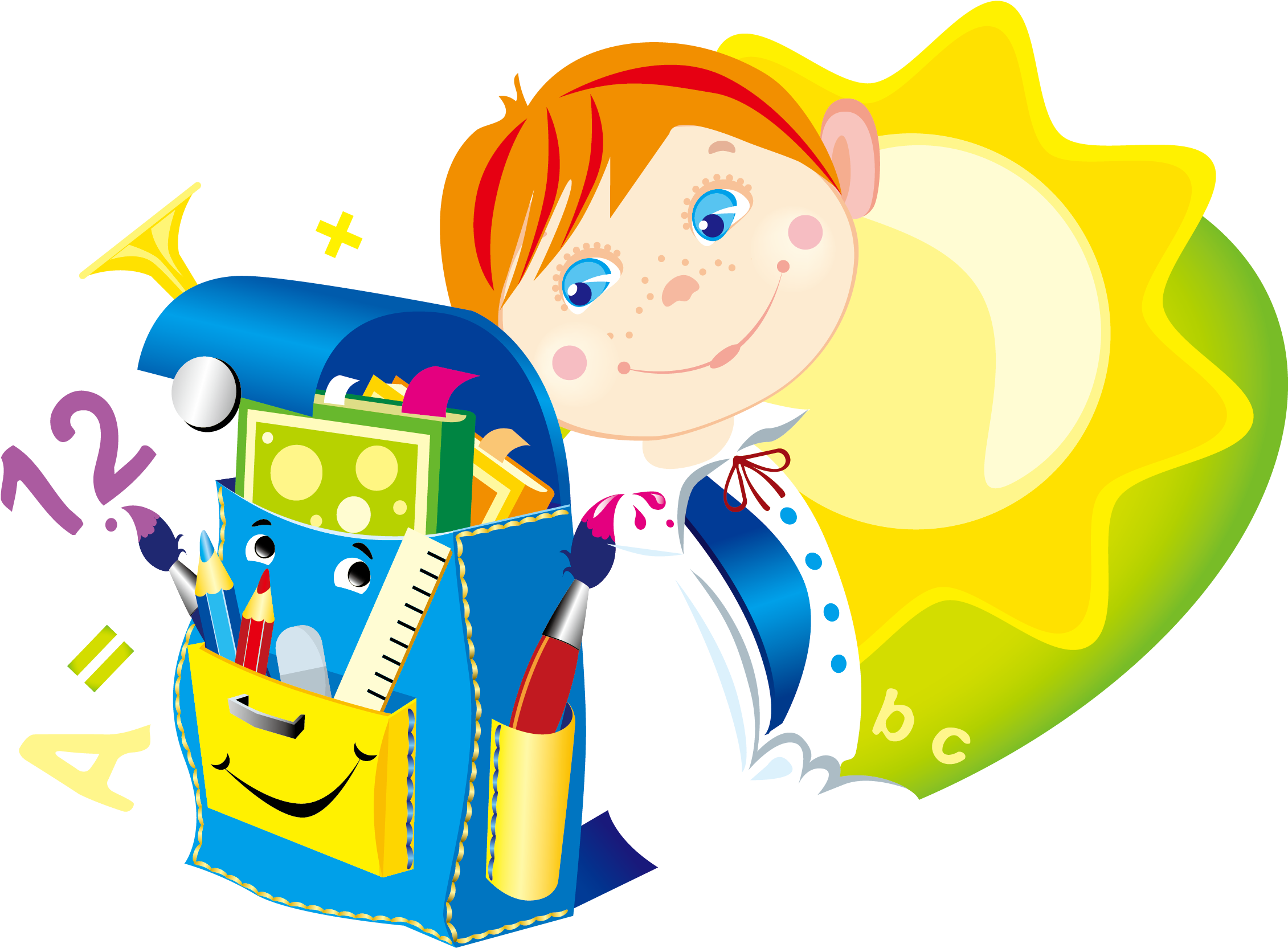 Vector Hand-drawn Cartoon School Kids - School Cartoon Kid Png Clipart (2261x1664), Png Download