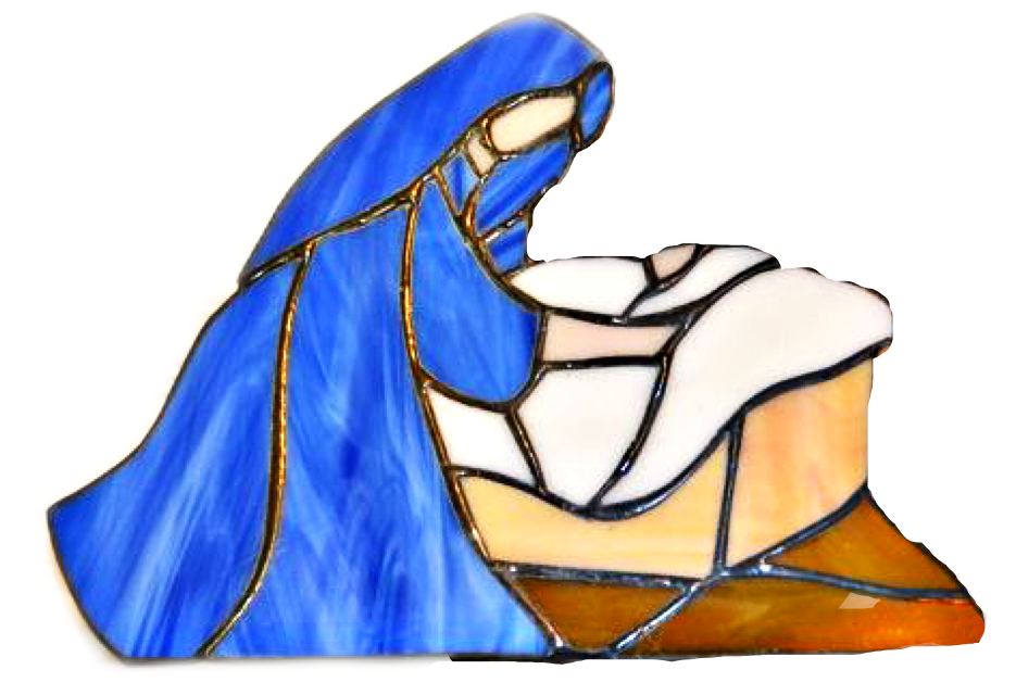 #nativity #nativityfigure #stainedglass #mary #jesus - Stained Glass Clipart (935x640), Png Download