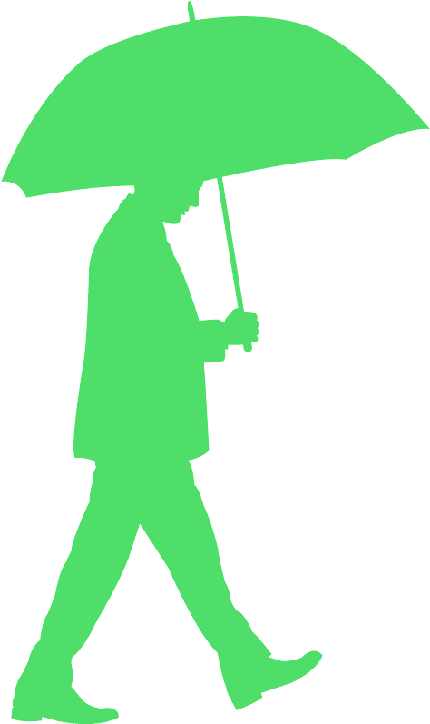 Man With Umbrella Silhouette Clipart (480x800), Png Download