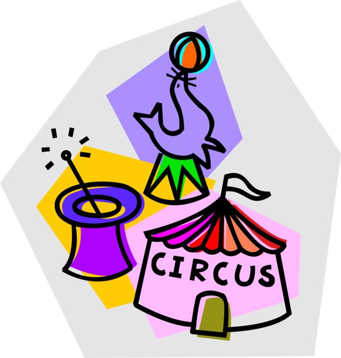 Vector Illustration Of Big Top Circus Tent With Trained Clipart (666x700), Png Download