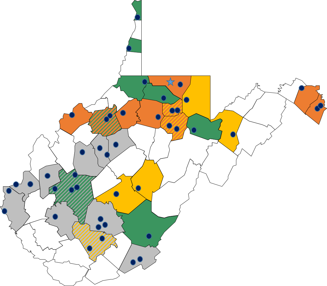 Wvu- Wv Piccs Clinics Locations Around The State Of - Map Clipart (1122x984), Png Download