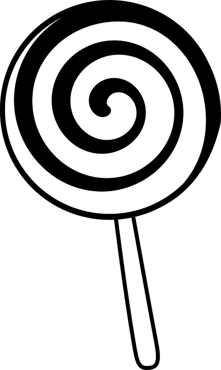 Black And White Candy Clipart 101 Clip Art - Lollipop Black And White - Png Download (431x720), Png Download