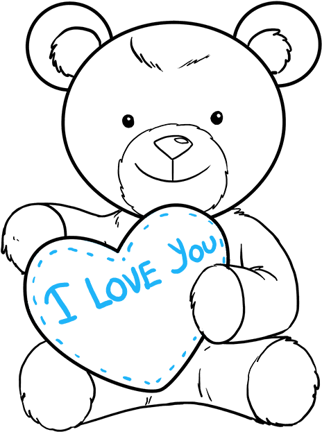 Drawing Pandas Heart - Easy Drawing Of A Teddy Bear Clipart (680x678), Png Download