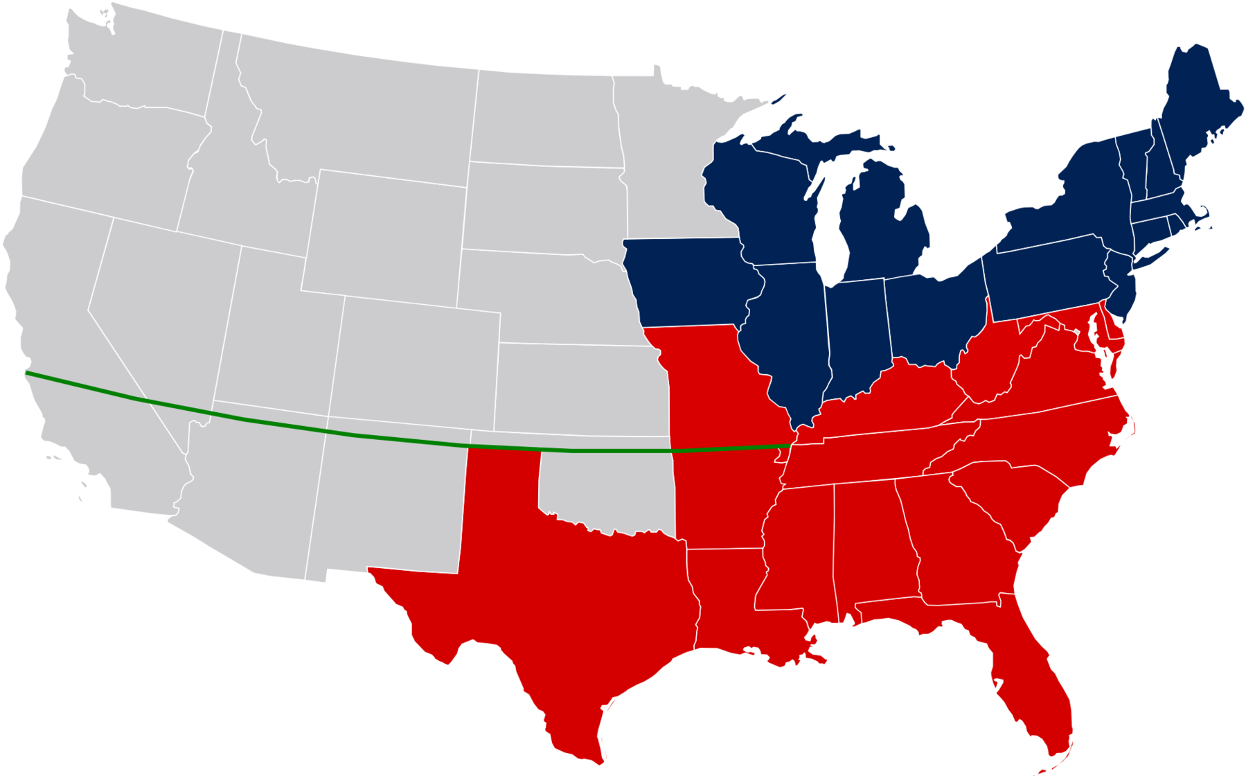 Missouri Compromise Political Cartoon Clipart - Missouri Compromise Line On Us Map - Png Download (1900x1175), Png Download