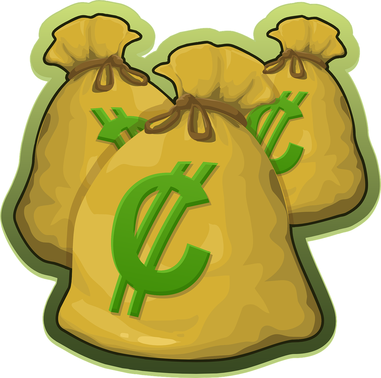 Shirts Clipart Yellow Bag - Clipart Money Bag € - Png Download (1280x1267), Png Download