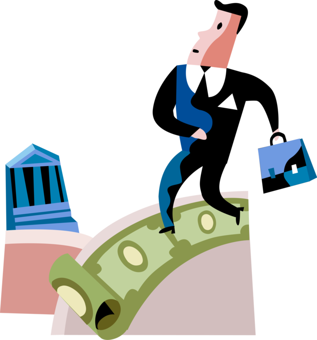Vector Illustration Of Businessman Walks Sidewalk Paved Clipart (653x700), Png Download