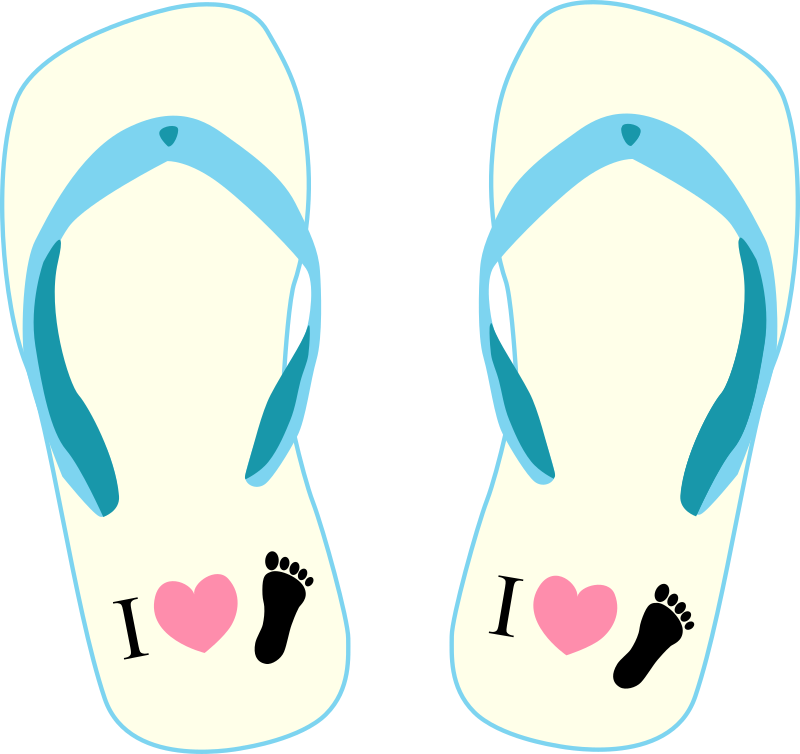 Thong Light Yellow And Blue With "i Love Foot - Tsinelas Clipart - Png Download (800x754), Png Download