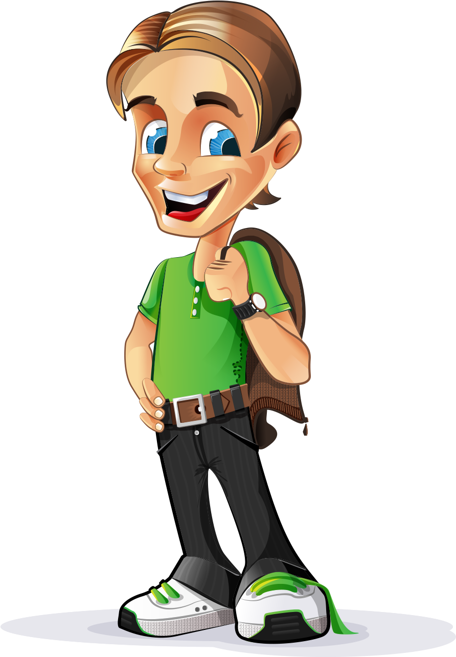 High School Teacher Clipart Image Black And White Library - High School Boy Cartoon - Png Download (956x1284), Png Download