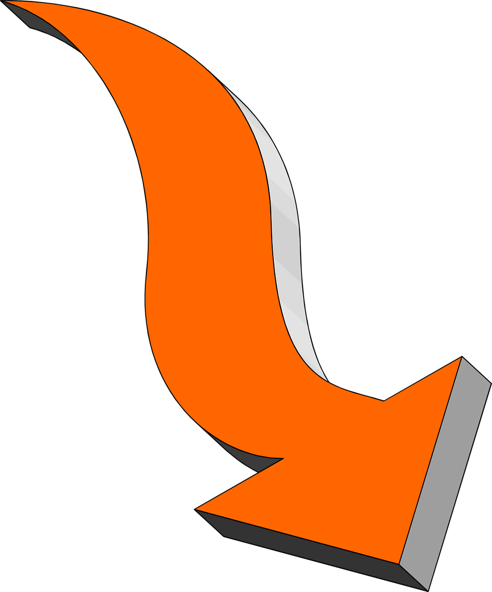 Search Clip Art Illustration Of A Curved Down - Curved Arrow Clip Art - Png Download (958x1152), Png Download