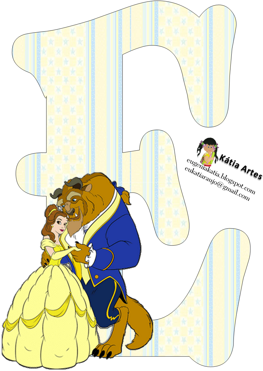 Alfabeto Disney, Disney Letters, Beauty And The Beast - Feliz Cumpleaños De La Bestia Y Bella Clipart (900x1208), Png Download
