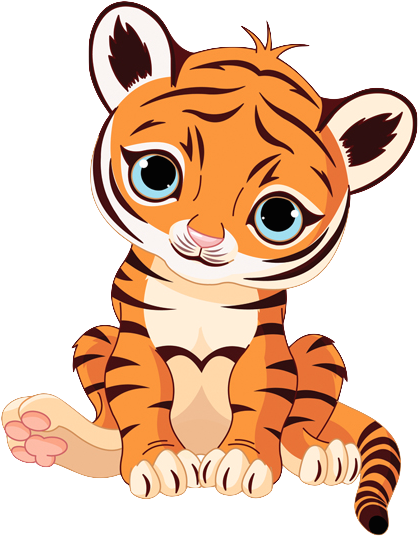 I Love Shopping, Going To The Spa, Eating Healthy, - Cute Cartoon Tiger Cub Clipart (640x591), Png Download