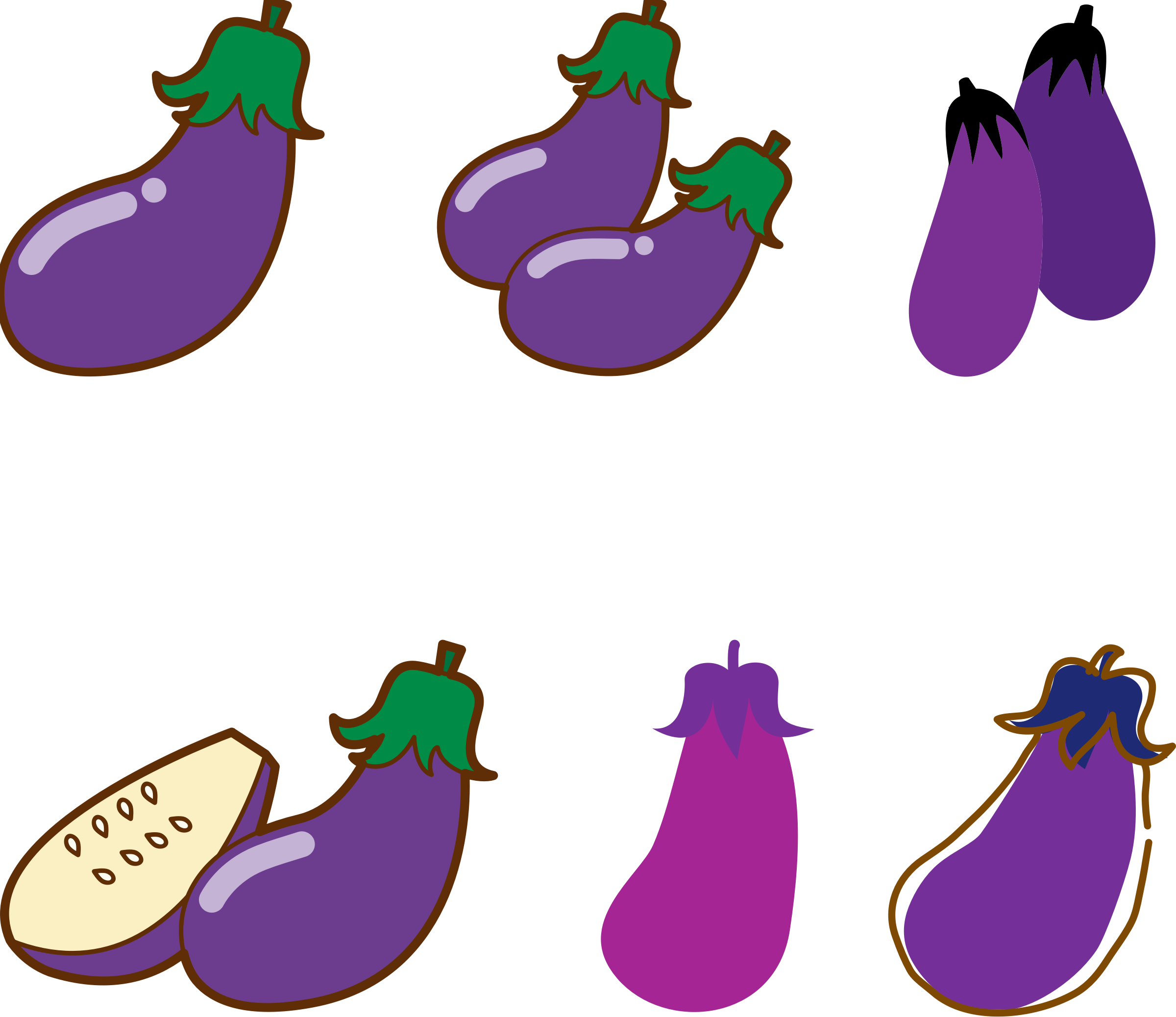 Big Image - Eggplants Icons Clipart (2400x2075), Png Download