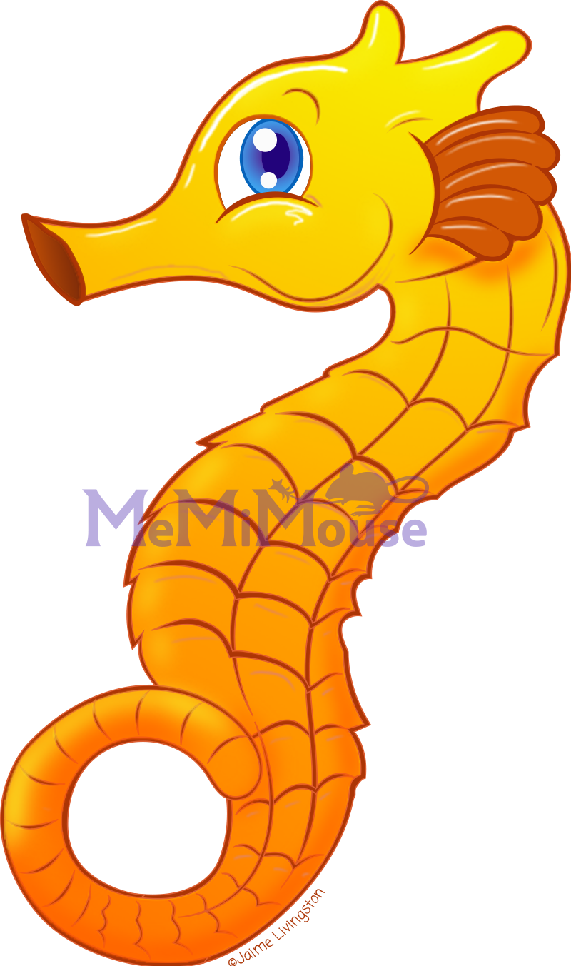 Glitz The Seahorse Clipart (800x1353), Png Download
