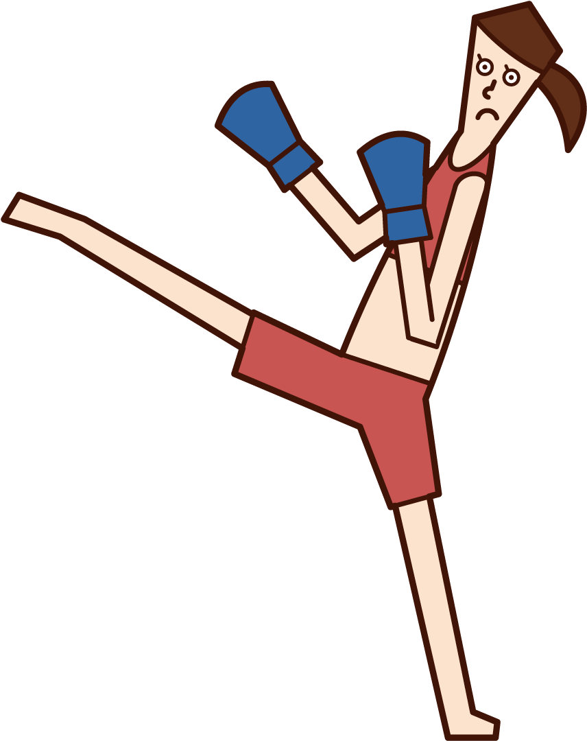 Illustration Of A Kickboxer Clipart (1043x1351), Png Download