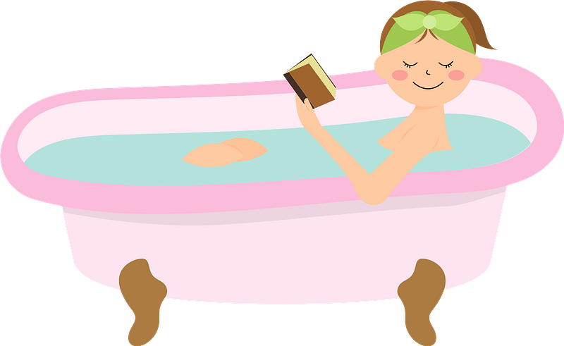 Bathing Woman Reading Book Clipart - Bathtub - Png Download (800x491), Png Download