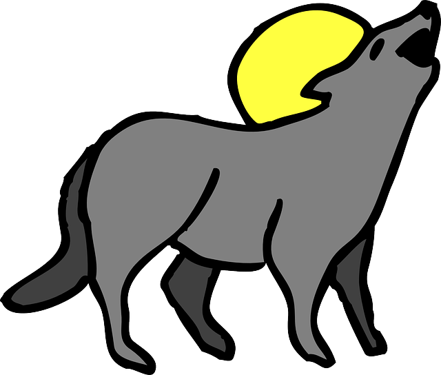 Moon, Sun, Cartoon, Animal, Coyote, Howling - Clip Art Coyote - Png Download (640x544), Png Download